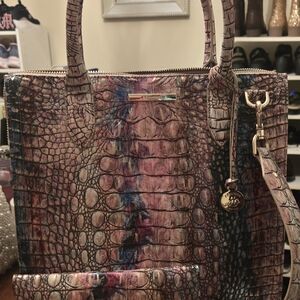 Brahmin Multicolor Crocodile Embossed Tote